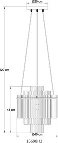 Globo 15698H2 Függőlámpa, fém fekete matt, füstszínű üvegrudak, kábel PVC fekete, magasság rövidíthető, ø: 400mm, M: 1200mm, 5x E14 40W 230V izzók nélkül