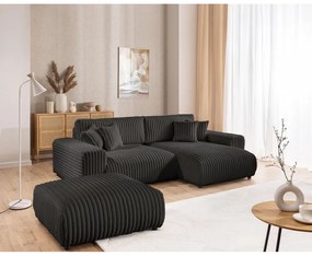 Sötétszürke kordbársony lábtartó Justin – Ropez