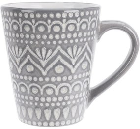 Ethnic kőagyag bögre, 300 ml, szürke