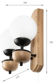 Brilagi - LED Fali lámpa COTTAGE 2xG9/40W/230V tölgy/fehér