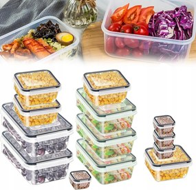 12x Konyhai légmentesen záródó ételtároló dobozok tömítéssel tároló szett