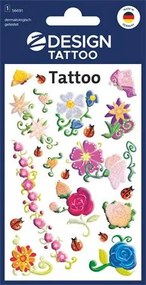 Matrica, tetoválás, 1 ív, 76x120 mm, AVERY ZWECKFORM, Z-Design No.56691, színes virágok (AY56691)