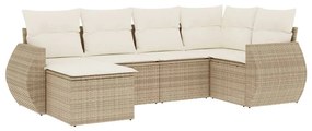 vidaXL 6 részes bézs polyrattan kerti ülőgarnitúra párnával