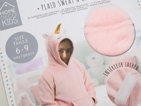 HOODIE UNICORN rózsaszín gyermek ujjas pléd ujjal és kapucnival