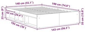 antik fa szerelt fa ágykeret matrac nélkül 140x190 cm