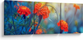 Kép - Narancssárga virágok (órával) (90x30 cm)