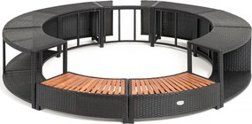 Lay-Z-Spa kör alakú rattan pezsgőfürdő bútor, 180 cm, fekete