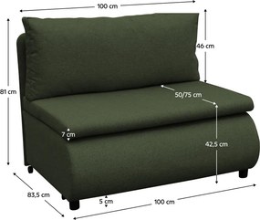 Kihúzható fotel tárhellyel, zöld, FLIK