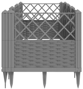 világosszürke PP kerti virágláda cövekekkel 123,5x43,5x43,5 cm