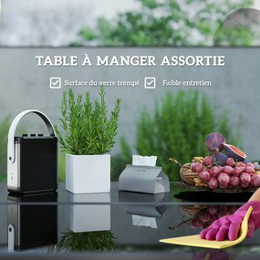 Outsunny 8-Fős Kerti Rattan Bútor Szett, Kültéri Asztal és Székek 4 Karosszékkel, 4 Sztórral, Párnákkal és Edzett Üveg Asztallap, Teraszra, Pavilonhoz