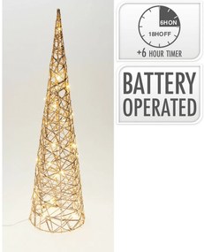 Karácsonyi világító kúp Champagne, 60 x 16 cm, 30mikro LED, elemes, 60 cm