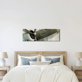Kép - Régi légcsavaros repülőgép (órával) (90x30 cm)