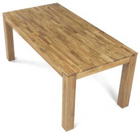 Étkezőasztal 180x90x75, tömör fehér tölgy, olajos felületkezelés, 10x10 cm-es lábak