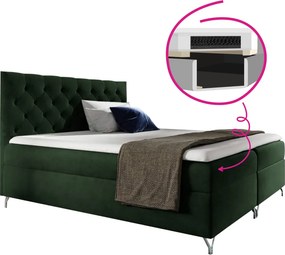Boxspring ágy, 160x200, zöld Velvet szövet, GULIETTE + ajándék