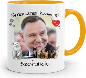 Duda András Sárga Elnöki Bögre Nyomtatott Mintával