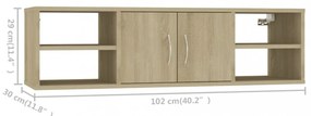 sonoma tölgy színű szerelt fa fali polc 102 x 30 x 29 cm