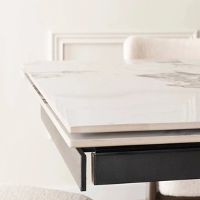 Fehér Márvány/Dió Színű Bővíthető Étkezőasztal. REX 2 180-240 cm