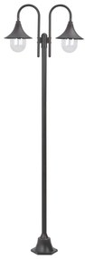 bronzszínű 2-égős alumínium kerti állólámpa, E27, 220 cm