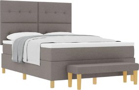 vidaXL Boxrugós ágy matracmal fejtámlával Tópszínű 160 x 200 cm szövet