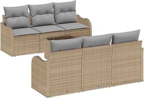 vidaXL Kerti Kanapé Szett Bézs 55 x 55 x 37 cm polirattan