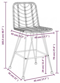 2 db bárszék polietilén rattan és acél 45 x 56 x 103,5 cm