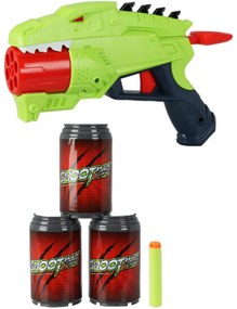 Cápa NERF darts pisztoly 8 DB EVA hab tölténnyel és 3 db palackkal, zöld, 27 x 23 x 5 cm