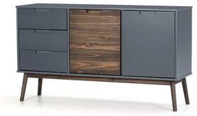 Antracitszürke-sötétbarna borovi fenyő alacsony komód 140x80 cm Nussa – Marckeric