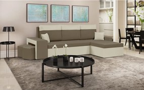 NEVADA Kinyitható sarokkanapé Világosbarna/krém