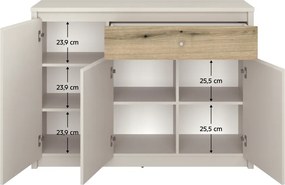 Komód, kasmír/evoke tölgy, KAROS 3D1S