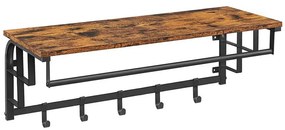 NATE falra szerelhető fogas polccal, barna/fekete