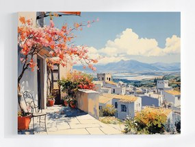 Vászonkép Canvas Tájkép Spanyolország Város Terasz Virágok 100x75