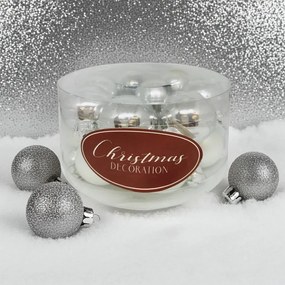 Ezüstszínű üveg karácsonyi gömb szett 16*3cm