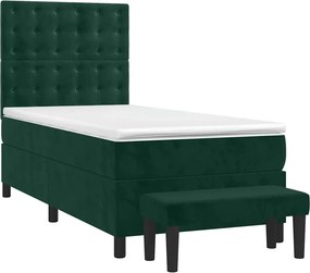 vidaXL sötétzöld bársony rugós ágy matraccal 90 x 200 cm