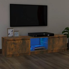 Füstölt tölgy színű tv-szekrény led lámpákkal 120x30x35,5 cm