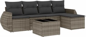 vidaXL 6 részes szürke polyrattan kerti ülőgarnitúra párnákkal
