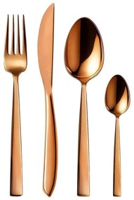 Rézszínű rozsdamentes acél evőeszköz készlet 24 db-os Copper – Orion