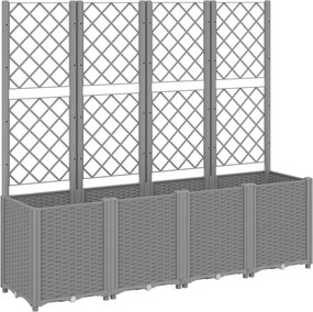 vidaXL világosszürke PP rácsos kerti ültetőláda 160 x 40 x 140 cm
