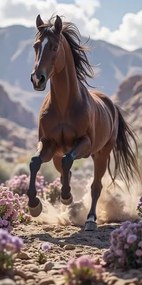 Törölköző Ló Hegyek Virágok Törölköző Barna Ló Strand Törölköző 75x150