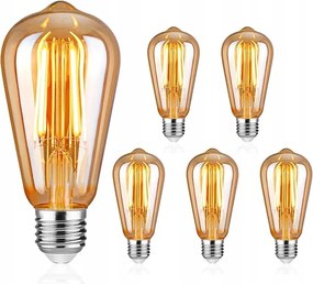 Led Izzók E27 Meleg Fehér 2500 K Vintage Izzó 6W 700LM KLL758 5 Db