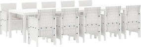 vidaXL Kert étkező szett 11 pcs Fehér és taupe Szintetikus rattan