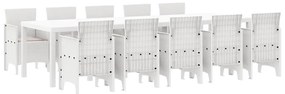 vidaXL Kert étkező szett 11 pcs Fehér és taupe Szintetikus rattan
