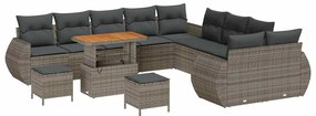 vidaXL Kerti Kanapé Szett 13 pcs Szürke polirattan