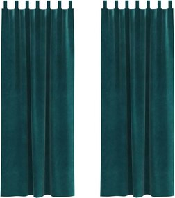 vidaXL Sötétítő függönyök 2 pcs Sötétzöld 140 x 225 cm Bársony
