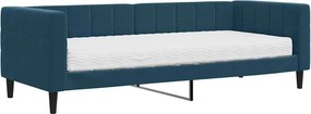 vidaXL kék bársony heverő matraccal 80 x 200 cm