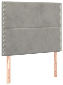 világosszürke bársony rugós és LED-es ágy matraccal 80 x 200 cm