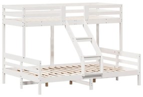 fehér tömör fenyőfa emeletes ágy 80 x 200/140 x 200 cm