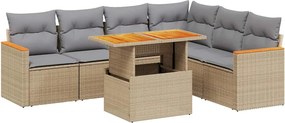 vidaXL 7 részes bézs polyrattan kerti ülőgarnitúra párnákkal