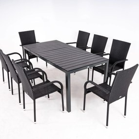 Furnigo Essen 1+8 kerti rattan bútor szett - fekete