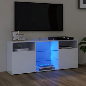 magasfényű fehér TV-szekrény LED lámpákkal 120 x 30 x 50 cm