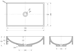 Sapho - Pulton álló mosdó 58x36 cm beton/fekete